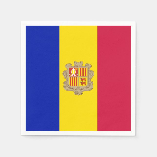 Patriotiska Andorraflaggan Pappersservett (Framsidan)