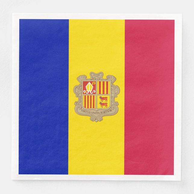 Patriotiska Andorraflaggan Pappersservett (Framsida)