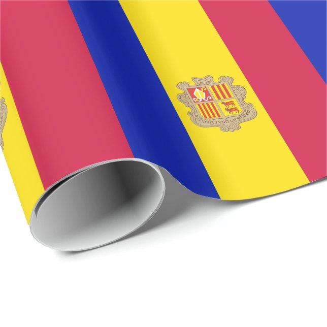 Patriotiska Andorraflaggan Presentpapper (Rullad Hörn)