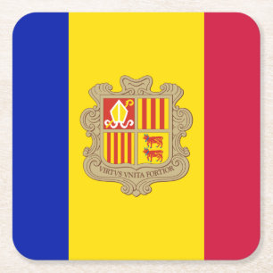 Patriotiska Andorraflaggan Underlägg Papper Kvadrat