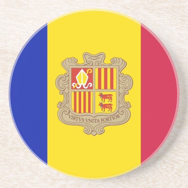 Patriotiska Andorraflaggan Underlägg Sandsten (Framsidan)