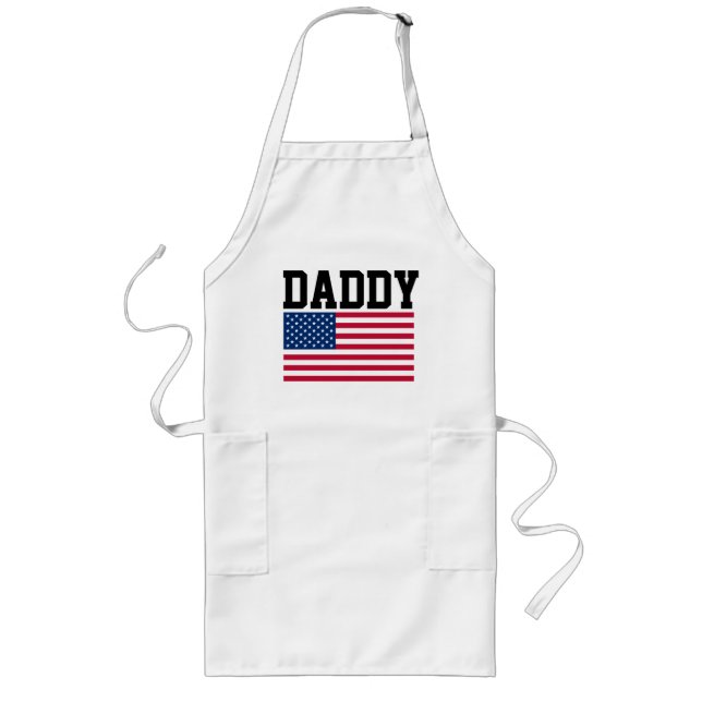 PATRIOTISKA Aprons från pappa FARS DAG "DADDY" Långt Förkläde (Framsidan)