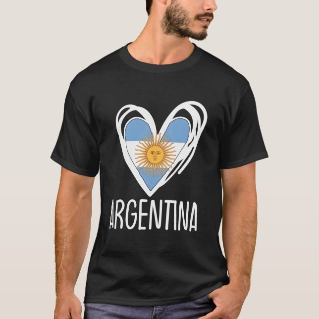 Patriotiska Argentina Han argentinska flaggan T Shirt (Framsida)