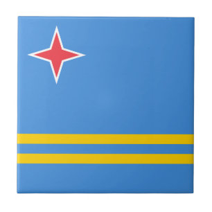 Patriotiska Arubaflaggan Kakelplatta