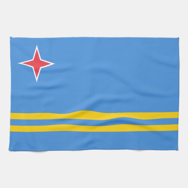 Patriotiska Arubaflaggan Kökshandduk (Horisontell)