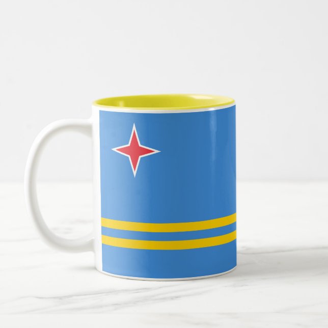 Patriotiska Arubaflaggan Två-Tonad Mugg (Vänster)