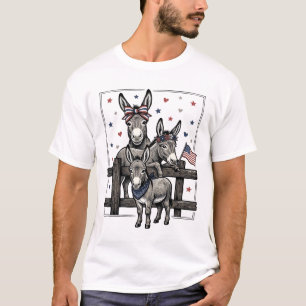 Patriotiska åsnor Vintage 4 juli T-shirt design