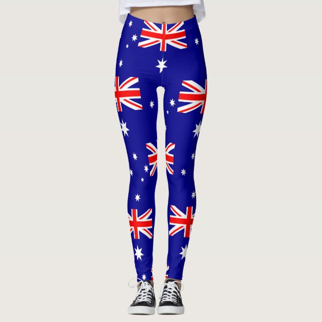 Patriotiska australiensiska flaggleggings leggings (Framsida)