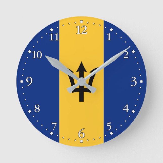 Patriotiska Barbadosflaggan Rund Klocka (Framsida)