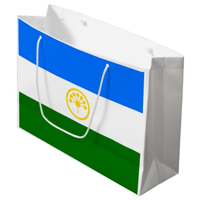 Patriotiska Basjkirien Flagga (Framsidan Vinklad)