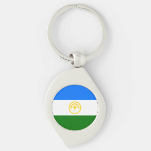 Patriotiska Basjkirien Flagga Swirl Silverfärgad Nyckelring