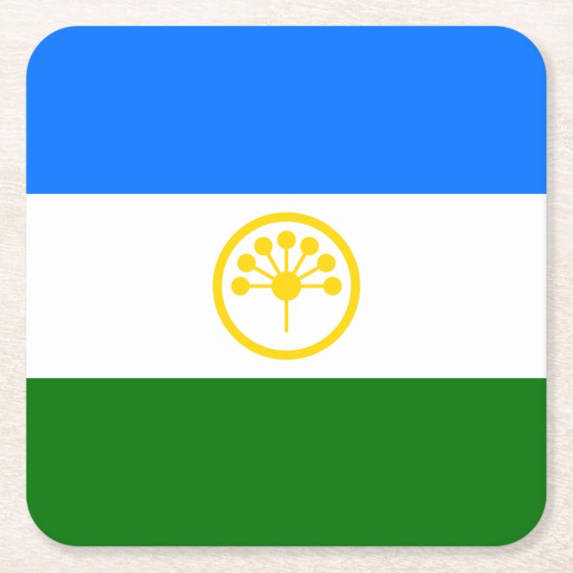 Patriotiska Basjkirien Flagga Underlägg Papper Kvadrat (Framsidan)