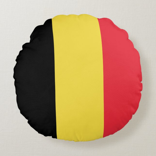 Patriotiska belgiska flaggan rund kudde (Framsidan)