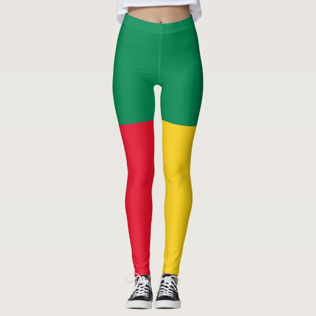 Patriotiska Benin Flagga Leggings (Framsida)