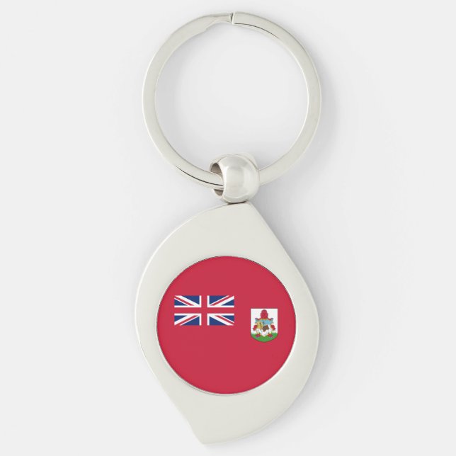 Patriotiska Bermudaförbundet Swirl Silverfärgad Nyckelring (Framsidan)