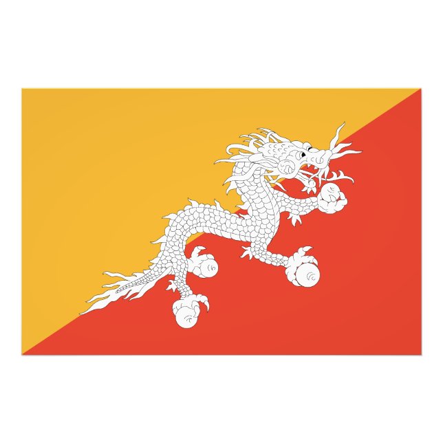 Patriotiska Bhutans flagga Fototryck (Framsidan)