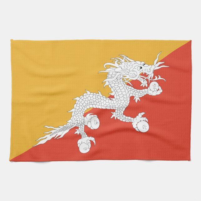 Patriotiska Bhutans flagga Kökshandduk (Horisontell)