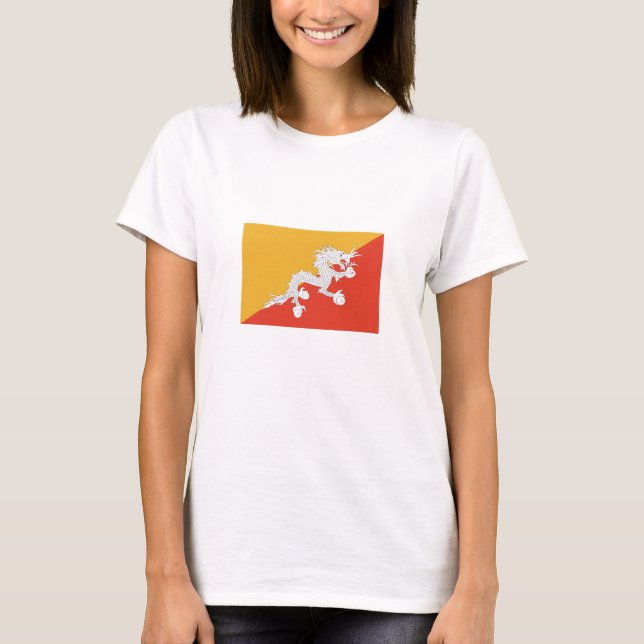 Patriotiska Bhutans flagga T Shirt (Framsida)