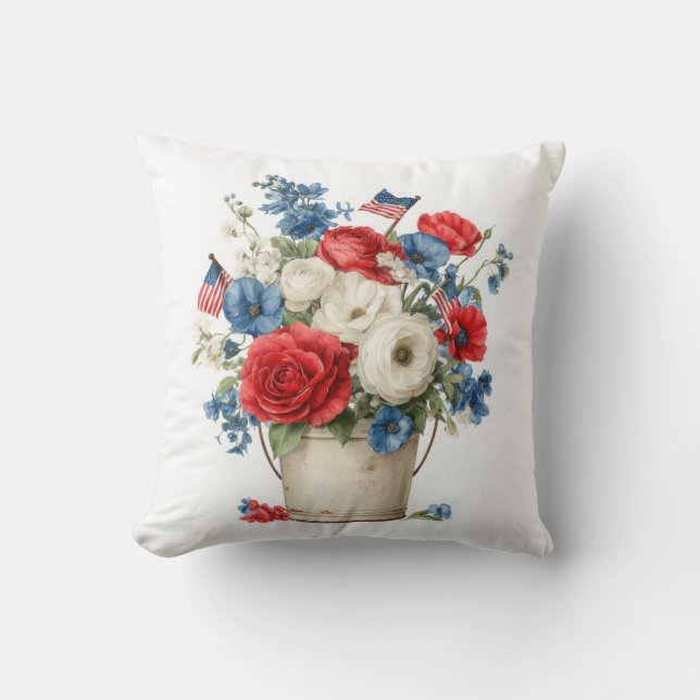 Patriotiska blommiga kastkudde kudde (Framsida)