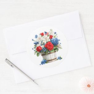 Patriotiska blommor runt klistermärke