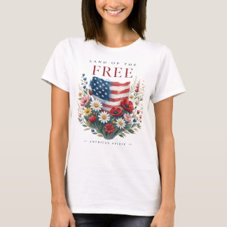 Patriotiska blomstergivare amerikansk ande t shirt