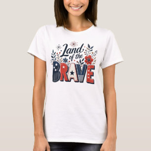 Patriotiska blomstergods Landet de modiga T Shirt