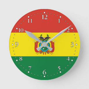 Patriotiska Bolivia-flaggan Rund Klocka