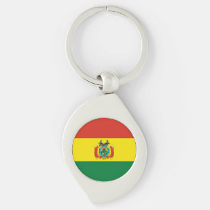 Patriotiska Boliviaflaggan Swirl Silverfärgad Nyckelring