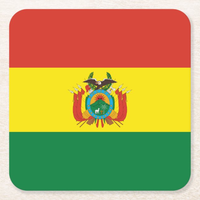 Patriotiska Boliviaflaggan Underlägg Papper Kvadrat (Framsidan)