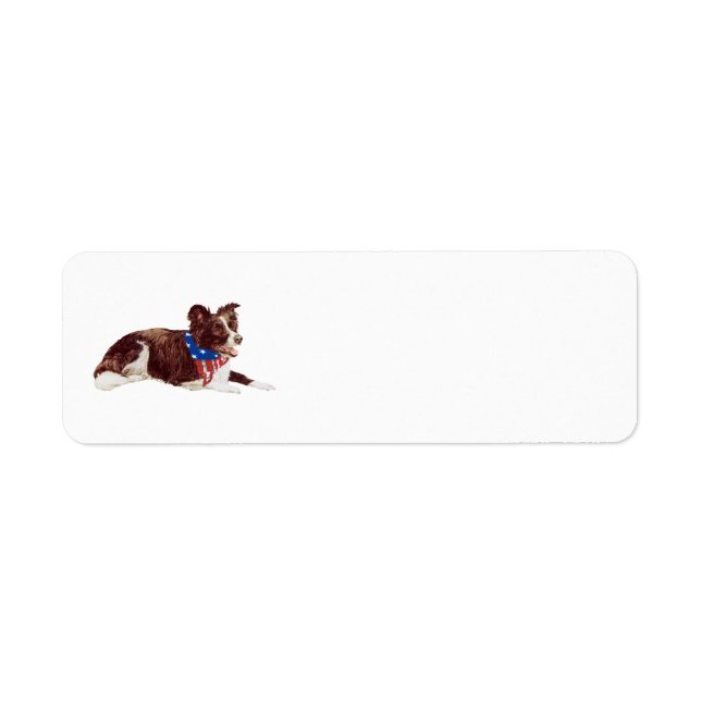 Patriotiska Border Collies Returadress Etikett (Framsidan)