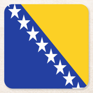 Patriotiska Bosnien Hercegovina Flagga Underlägg Papper Kvadrat