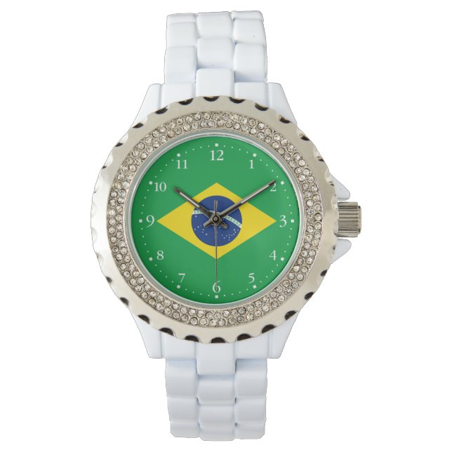 Patriotiska Brasilianska flaggan Armbandsur (Framsida)