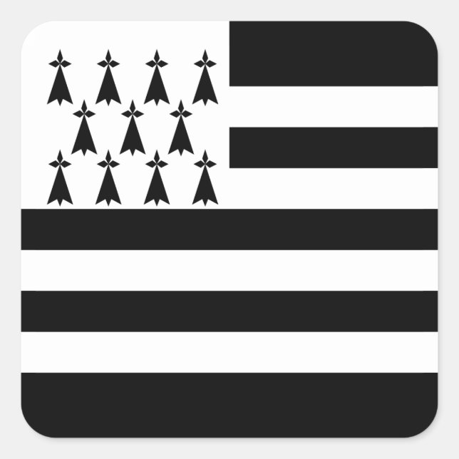 Patriotiska Bretagneflaggan Fyrkantigt Klistermärke (Framsida)