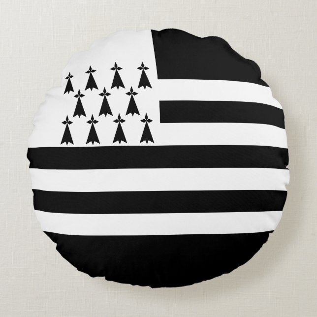 Patriotiska Bretagneflaggan Rund Kudde (Framsidan)