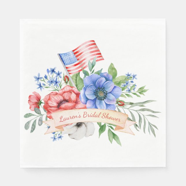 Patriotiska bröllopsduschservetter pappersservett (Framsidan)