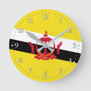 Patriotiska Brunei Flagga Rund Klocka