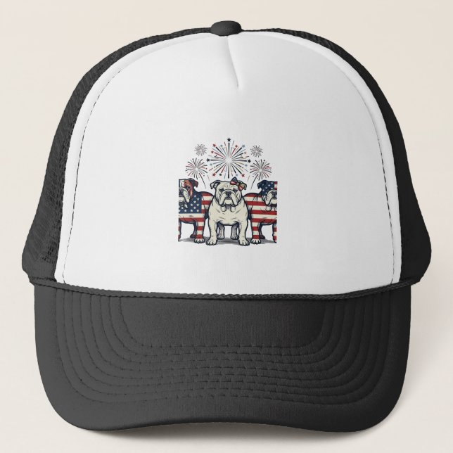 Patriotiska Bulldog Eldsprutande Vintage Gravyr De Keps (Framsida)