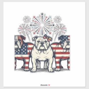 Patriotiska Bulldog Eldsprutande Vintage Gravyr De Klistermärken