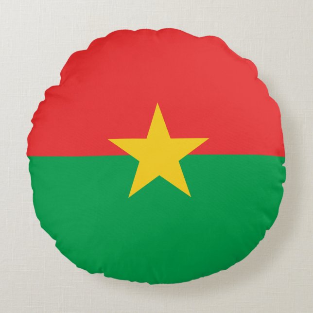 Patriotiska Burkina Faso Flagga Rund Kudde (Framsidan)