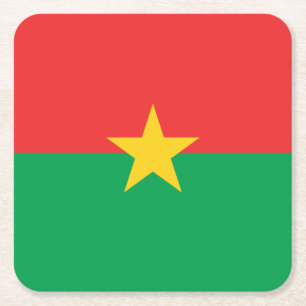 Patriotiska Burkina Faso Flagga Underlägg Papper Kvadrat