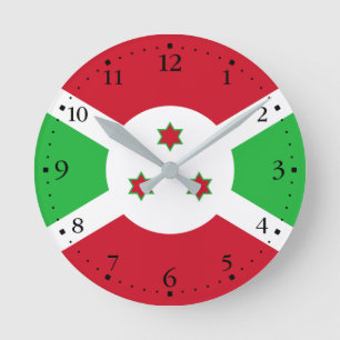 Patriotiska Burundis flagga Rund Klocka