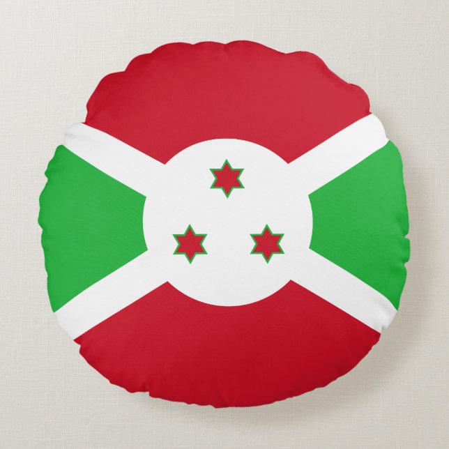 Patriotiska Burundis flagga Rund Kudde (Framsidan)