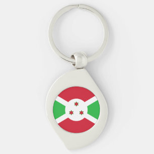 Patriotiska Burundis flagga Swirl Silverfärgad Nyckelring
