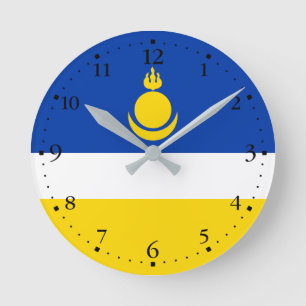Patriotiska Buryatiaflaggan Rund Klocka