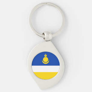 Patriotiska Buryatiaflaggan Swirl Silverfärgad Nyckelring