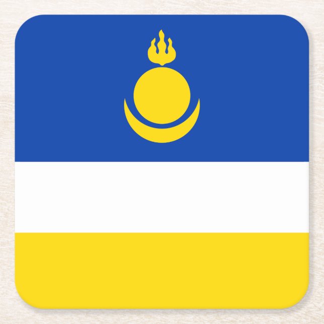 Patriotiska Buryatiaflaggan Underlägg Papper Kvadrat (Framsidan)