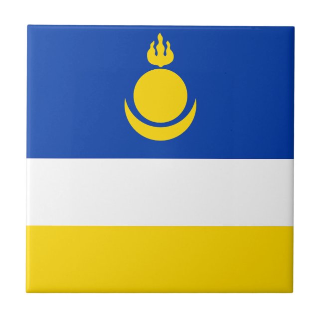 Patriotiska Buryatias flagga Kakelplatta (Framsidan)