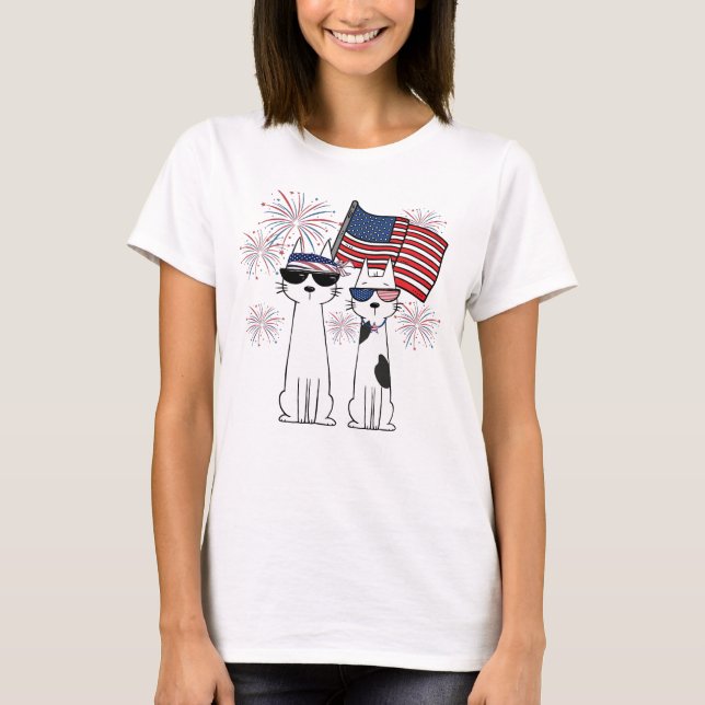Patriotiska Coola Katter T Shirt (Framsida)