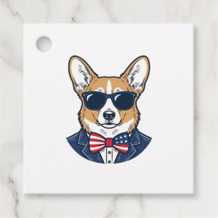 Patriotiska Corgi-solglasögon Vintage Vector Art_1 Gåvor Etiketter