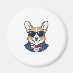 Patriotiska Corgi-solglasögon Vintage Vector Art_1 Magnet